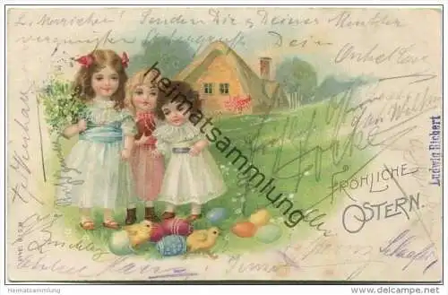 Fröhliche Ostern - Kinder - Ostereier - Küken