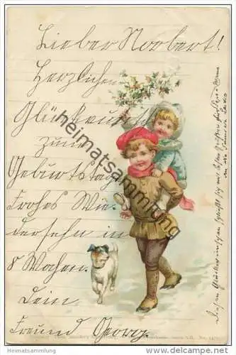 Kinder - Hund - Verlag Theo Stroefer Nürnberg - Aquarell-Postkarte Serie VII No. 5470