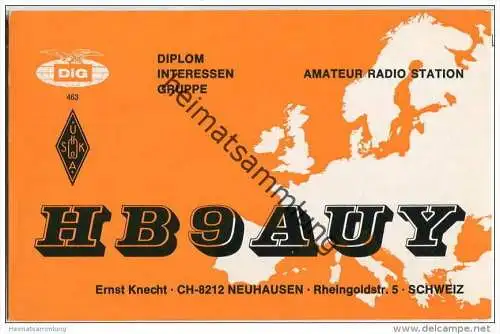 QSL - QTH - Funkkarte - HB9AUY - Schweiz - Neuhausen - 1974