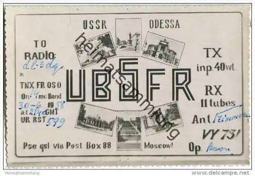 QSL - QTH - Funkkarte - UB5FR - Odessa - 1958