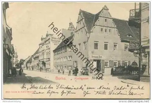 Borna - Kirchgasse - Wein &amp; Cafe Restaurant zum goldenen Becher - Kolonial-Waaren-Tabak Hermann Horn
