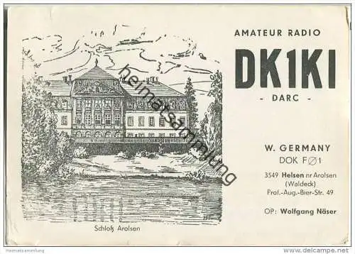 QSL - QTH - Funkkarte - DK1KI - Helsen - Bad Arolsen - 1967
