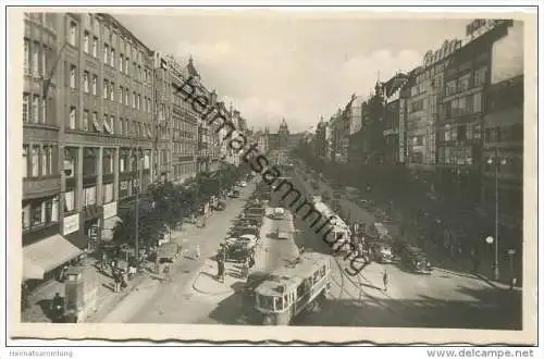 Prag - Vaclavske namesti - Wenzelsplatz - Strassenbahn - Foto-AK