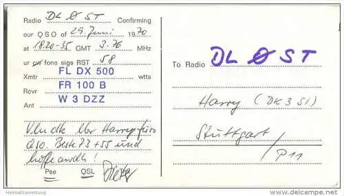 QSL - QTH - Funkkarte - DL2KS - Saarlouis-Beaumarais - 1976