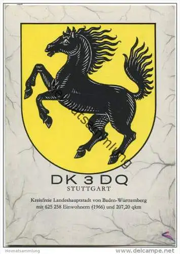 QSL - QTH - Funkkarte - DK3DQ - Stuttgart - Wappen - 1970