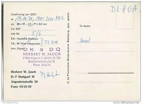 QSL - QTH - Funkkarte - DK3DQ - Stuttgart - Wappen - 1970