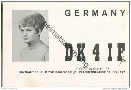 QSL - QTH - Funkkarte - DK4IF - Karlsruhe - 1970