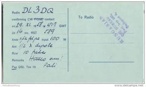 QSL - QTH - Funkkarte - HA5KFR - Ungarn - Magyarorszag - Budapest - 1958