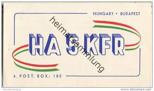 QSL - QTH - Funkkarte - HA5KFR - Ungarn - Magyarorszag - Budapest - 1959