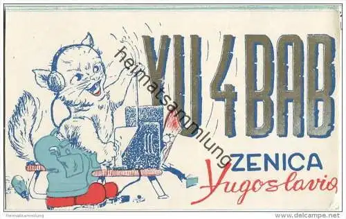 QSL - QTH - Funkkarte - YU4BAB - Bosnien-Herzegowina - Zenica - Katze - 1959