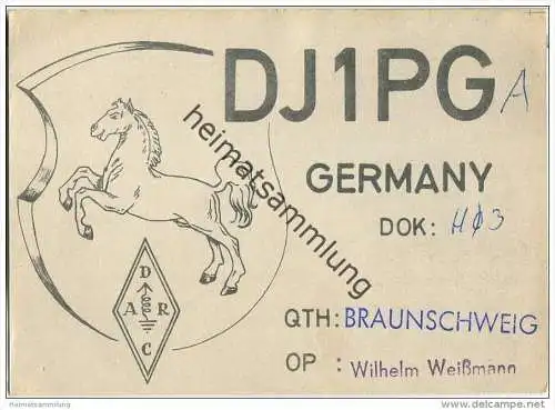 QSL - QTH - Funkkarte - DJ1PG - Braunschweig - 1959