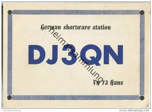 QSL - QTH - Funkkarte - DJ3QN - Bielefeld - 1958