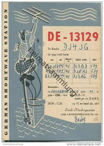 QSL - QTH - Funkkarte - DE131299 - Langenpreising - 1958