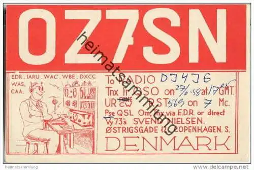 QSL - QTH - Funkkarte - OZ2SN - Copenhagen - 1958