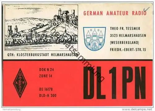 QSL - QTH - Funkkarte - DL1PN - Helmarshausen - 1969