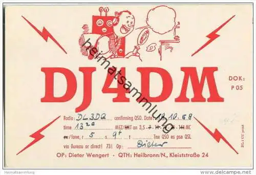 QSL - QTH - Funkkarte - DJ4DM&nbsp;- Heilbronn - 1958