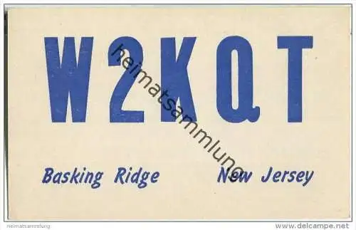 QSL - QTH - Funkkarte - W2KQT - USA - Basking Ridge New Jersey - 1958