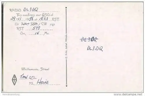 QSL - QTH - Funkkarte - W1HZ - USA - Concord. Mass. - 1958