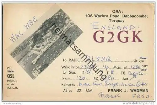 QSL - QTH - Funkkarte - G2GK - Great Britain - Torquay - 1958