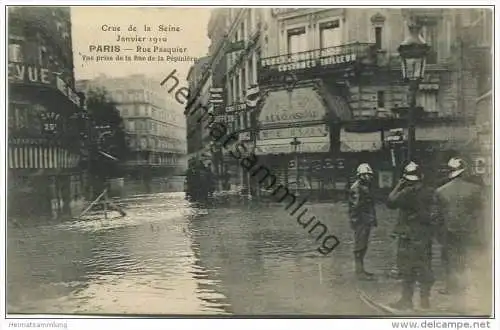 Paris - Crue de la Seine - Janvier 1910 - Rue Pasquier