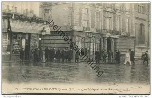 Paris - Inondations de Paris 1910 - Quai Malaquais et rue Bonaparte