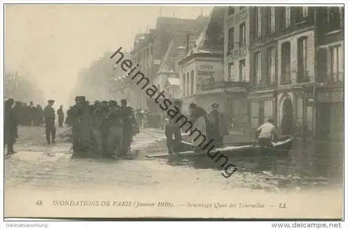 Paris - Inondations de Paris 1910 - Sauvetage Quai des Tournelles