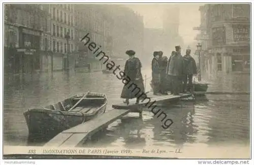 Paris - Inondations de Paris 1910 - Rue de Lyon