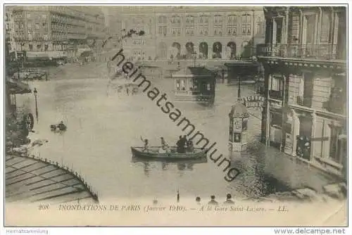 Paris - Inondations de Paris 1910 - A la Gare Saint-Lazare