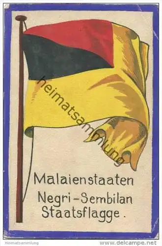 Malaienstaaten - Negeri-Sembilan - Staatsflagge - keine Ansichtskarte - Grösse ca. 14 X 9 cm - etwa 1920 handgemalt