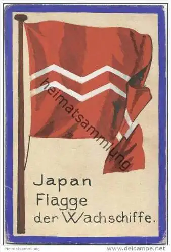 Japan - Flagge der Wachschiffe - keine Ansichtskarte - Grösse ca. 14 X 9 cm - etwa 1920 handgemalt auf dünnem Karton