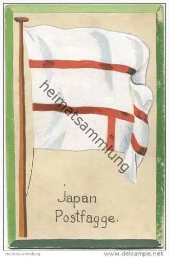 Japan - Postflagge - keine Ansichtskarte - Grösse ca. 14 X 9 cm - etwa 1920 handgemalt auf dünnem Karton