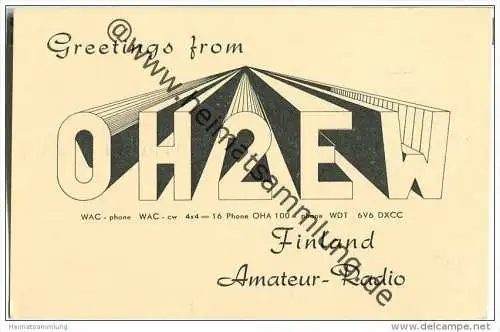 QSL - QTH - Funkkarte - OH2EW - Finnland - Suomi - Helsinki - 1960