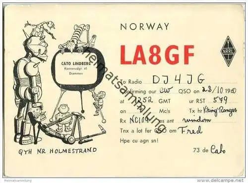 QSL - QTH - Funkkarte - LA8GF - Norwegen - Norge - Drammen - 1960