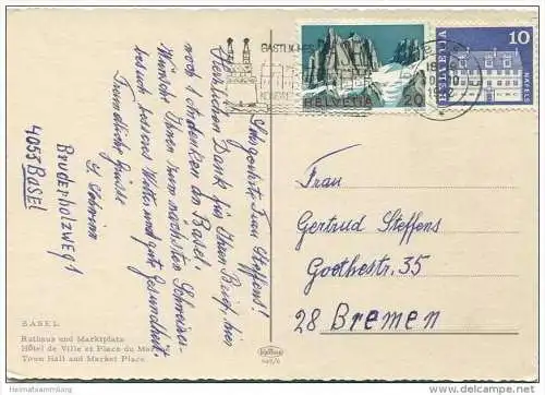 Basel - Rathaus und Marktplatz - AK Grossformat