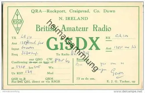 QSL - QTH - Funkkarte - Gi5DX - Ireland - Rockport Craigavad - 1960