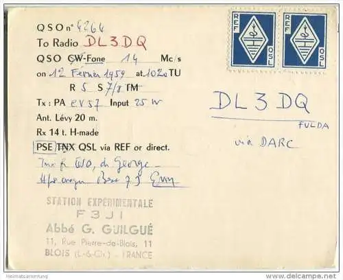 QSL - QTH - Funkkarte - F3JI - France - Blois - 1959
