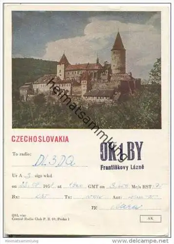 QSL - QTH - Funkkarte - OK1BY - Tschechische Republik - Czechoslovakia - Frantiskovy Lazne - 1958