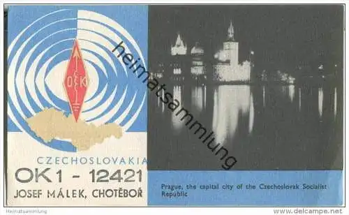 QSL - QTH - Funkkarte - OK1-12421  - Tschechische Republik - Czechoslovakia - Chotebor - 1963