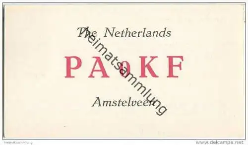 QSL - QTH - Funkkarte - PA0KF - Niederlande - The Netherlands - Amstelveen  - 1958