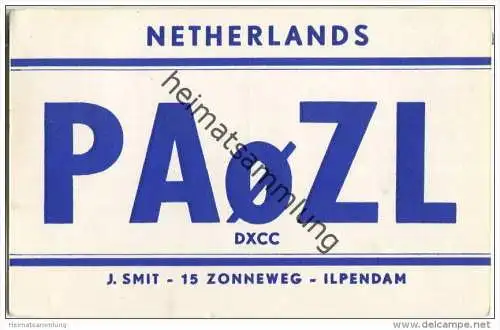 QSL - QTH - Funkkarte - PA0ZL - Niederlande - The Netherlands - Ilpendam - 1961