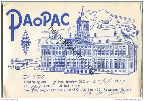 QSL - QTH - Funkkarte - PA0PAC - Niederlande - The Netherlands - Badhoevedorp - 1959