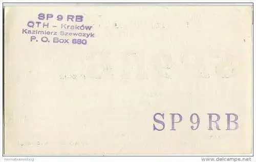 QSL - QTH - Funkkarte - SP9RB - Polska - Poland - Krakow - 1958