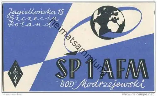 QSL - QTH - Funkkarte - SP1AFM - Polska - Poland - Szczecin - 1961