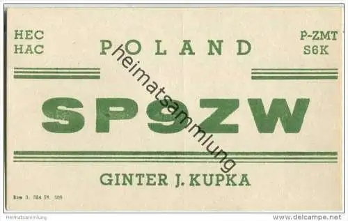 QSL - QTH - Funkkarte - SP9ZW - Polska - Poland - Radzionkow - 1959