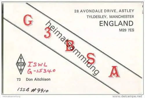 QSL - Funkkarte - G3BSA - Great Britain - Manchester - 1976