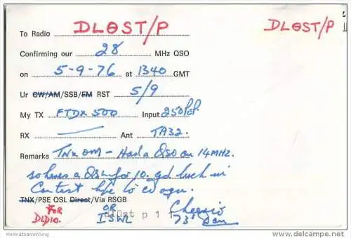 QSL - Funkkarte - G3BSA - Great Britain - Manchester - 1976