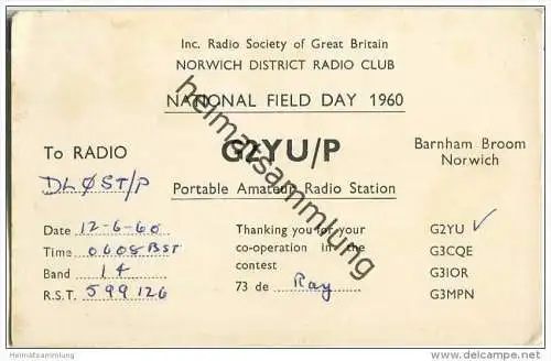 QSL - Funkkarte - G2YU/P - Great Britain - Norwich - 1960