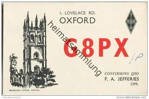 QSL - Funkkarte - G8PX - Great Britain - Oxford - 1960