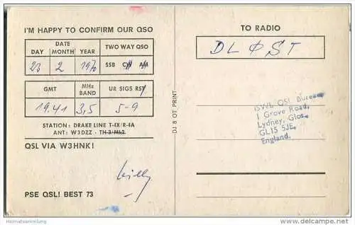 QSL - Funkkarte - LX1BW - Great Britain - Lydney - 1970