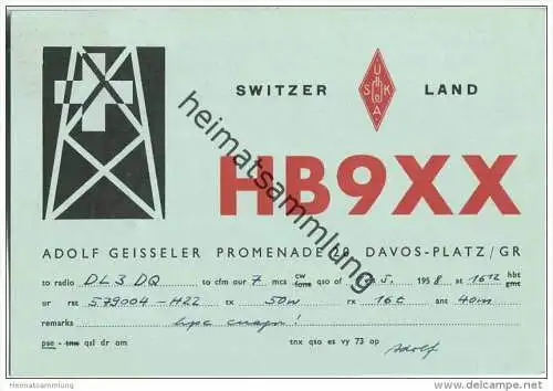 QSL - Funkkarte - HB9XX - Switzerland - Davos-Platz - 1958